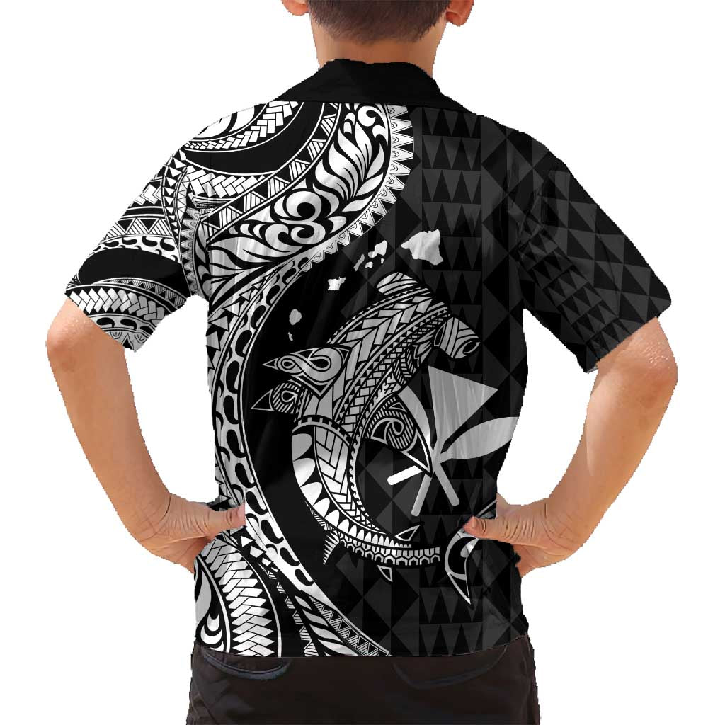 Aloha Hawaii Hammerhead Shark Family Matching Summer Maxi Dress and Hawaiian Shirt Black Kakau and Polynesian Tattoo LT03 - Polynesian Pride