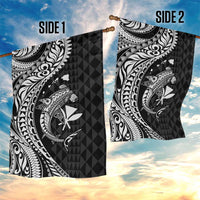Aloha Hawaii Hammerhead Shark Garden Flag Black Kakau and Polynesian Tattoo LT03