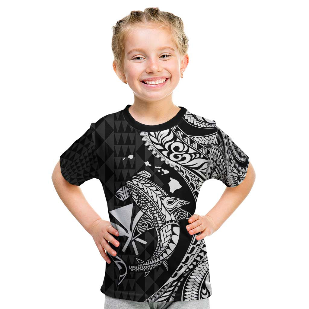 Aloha Hawaii Hammerhead Shark Kid T Shirt Black Kakau and Polynesian Tattoo LT03 Black - Polynesian Pride