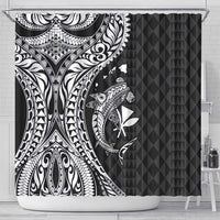 Aloha Hawaii Hammerhead Shark Shower Curtain Black Kakau and Polynesian Tattoo LT03 - Polynesian Pride