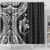 Aloha Hawaii Hammerhead Shark Shower Curtain Black Kakau and Polynesian Tattoo LT03 - Polynesian Pride