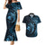 Aloha Hawaii Hammerhead Shark Couples Matching Mermaid Dress and Hawaiian Shirt Blue Kakau and Polynesian Tattoo LT03