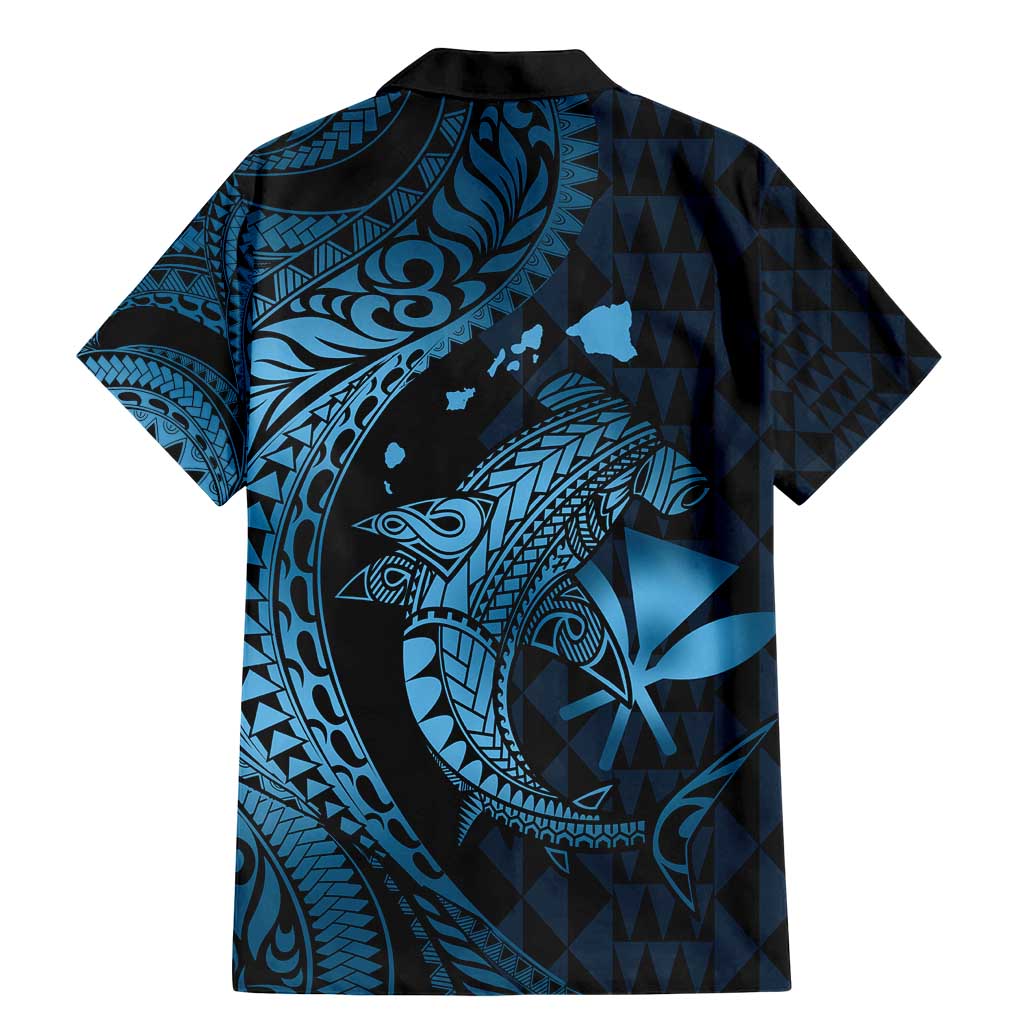 Aloha Hawaii Hammerhead Shark Family Matching Mermaid Dress and Hawaiian Shirt Blue Kakau and Polynesian Tattoo LT03 - Polynesian Pride