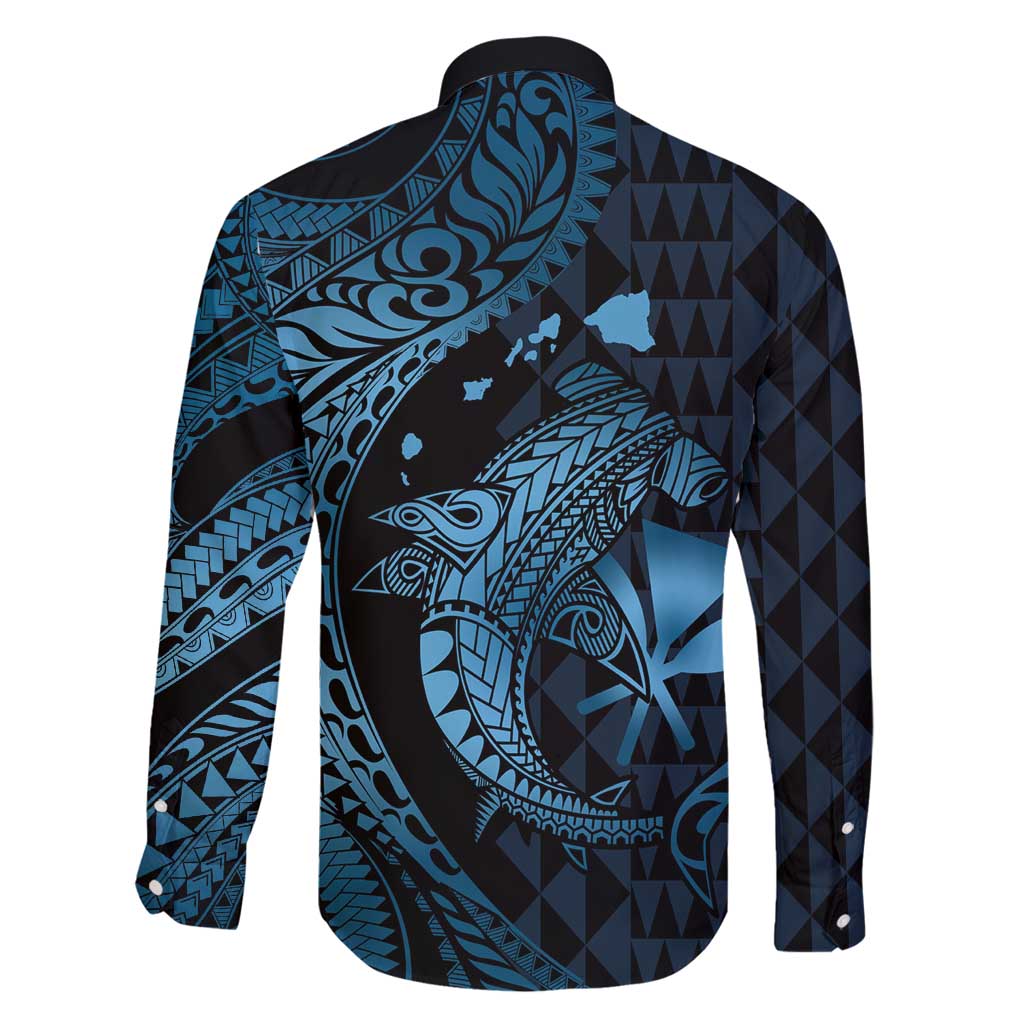 Aloha Hawaii Hammerhead Shark Family Matching Mermaid Dress and Hawaiian Shirt Blue Kakau and Polynesian Tattoo LT03 - Polynesian Pride