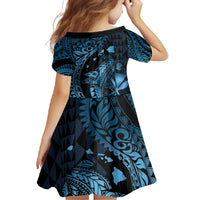 Aloha Hawaii Hammerhead Shark Family Matching Off Shoulder Maxi Dress and Hawaiian Shirt Blue Kakau and Polynesian Tattoo LT03 - Polynesian Pride