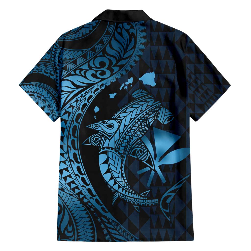 Aloha Hawaii Hammerhead Shark Family Matching Summer Maxi Dress and Hawaiian Shirt Blue Kakau and Polynesian Tattoo LT03 - Polynesian Pride