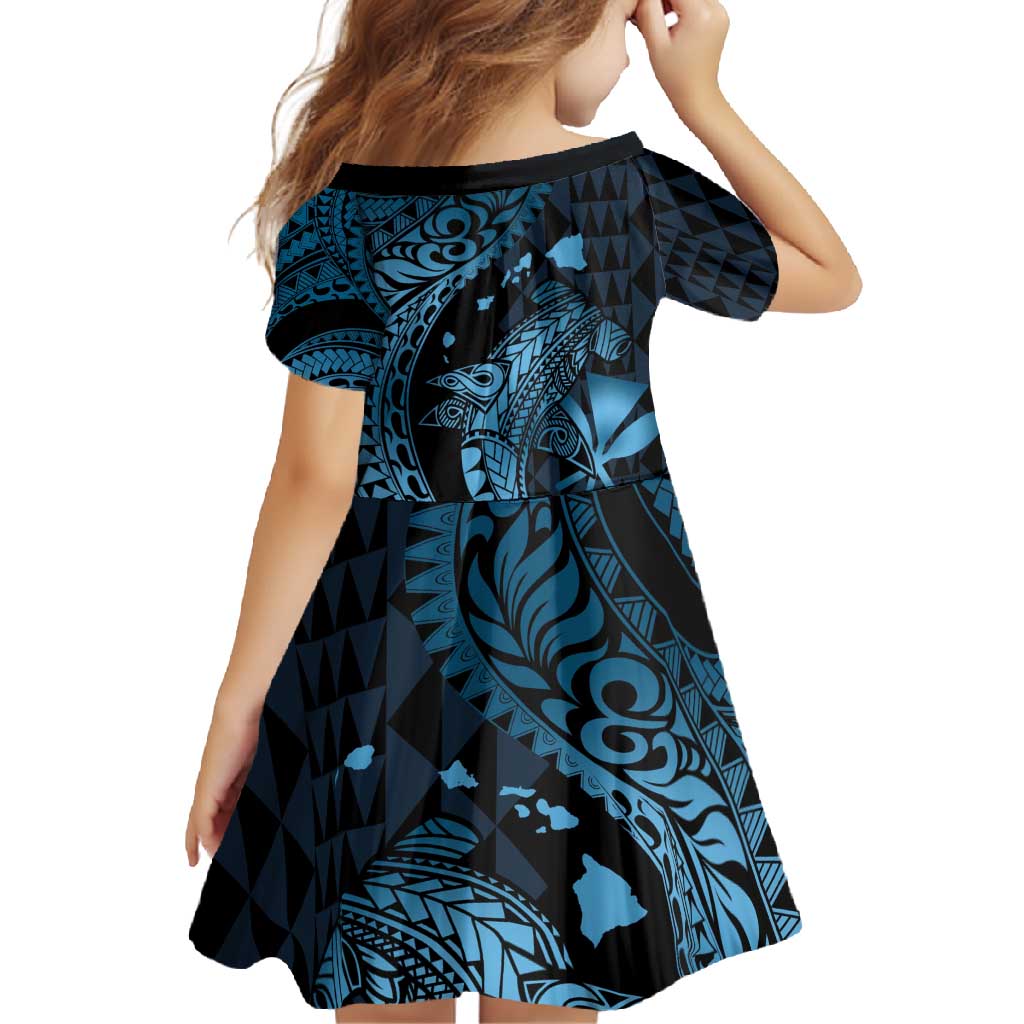 Aloha Hawaii Hammerhead Shark Family Matching Tank Maxi Dress and Hawaiian Shirt Blue Kakau and Polynesian Tattoo LT03 - Polynesian Pride