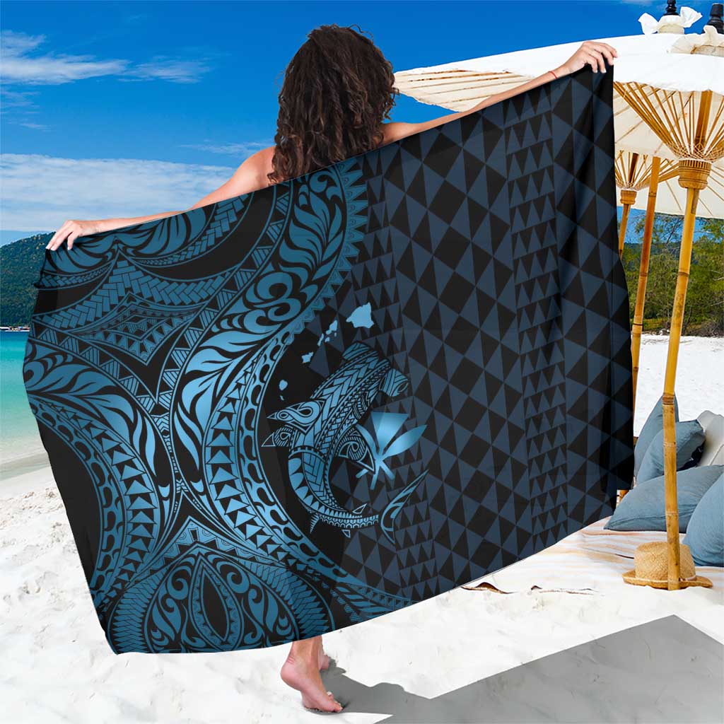 Aloha Hawaii Hammerhead Shark Sarong Blue Kakau and Polynesian Tattoo LT03