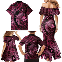 Aloha Hawaii Hammerhead Shark Family Matching Mermaid Dress and Hawaiian Shirt Pink Kakau and Polynesian Tattoo LT03 - Polynesian Pride