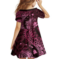 Aloha Hawaii Hammerhead Shark Family Matching Short Sleeve Bodycon Dress and Hawaiian Shirt Pink Kakau and Polynesian Tattoo LT03 - Polynesian Pride
