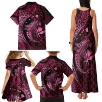 Aloha Hawaii Hammerhead Shark Family Matching Tank Maxi Dress and Hawaiian Shirt Pink Kakau and Polynesian Tattoo LT03