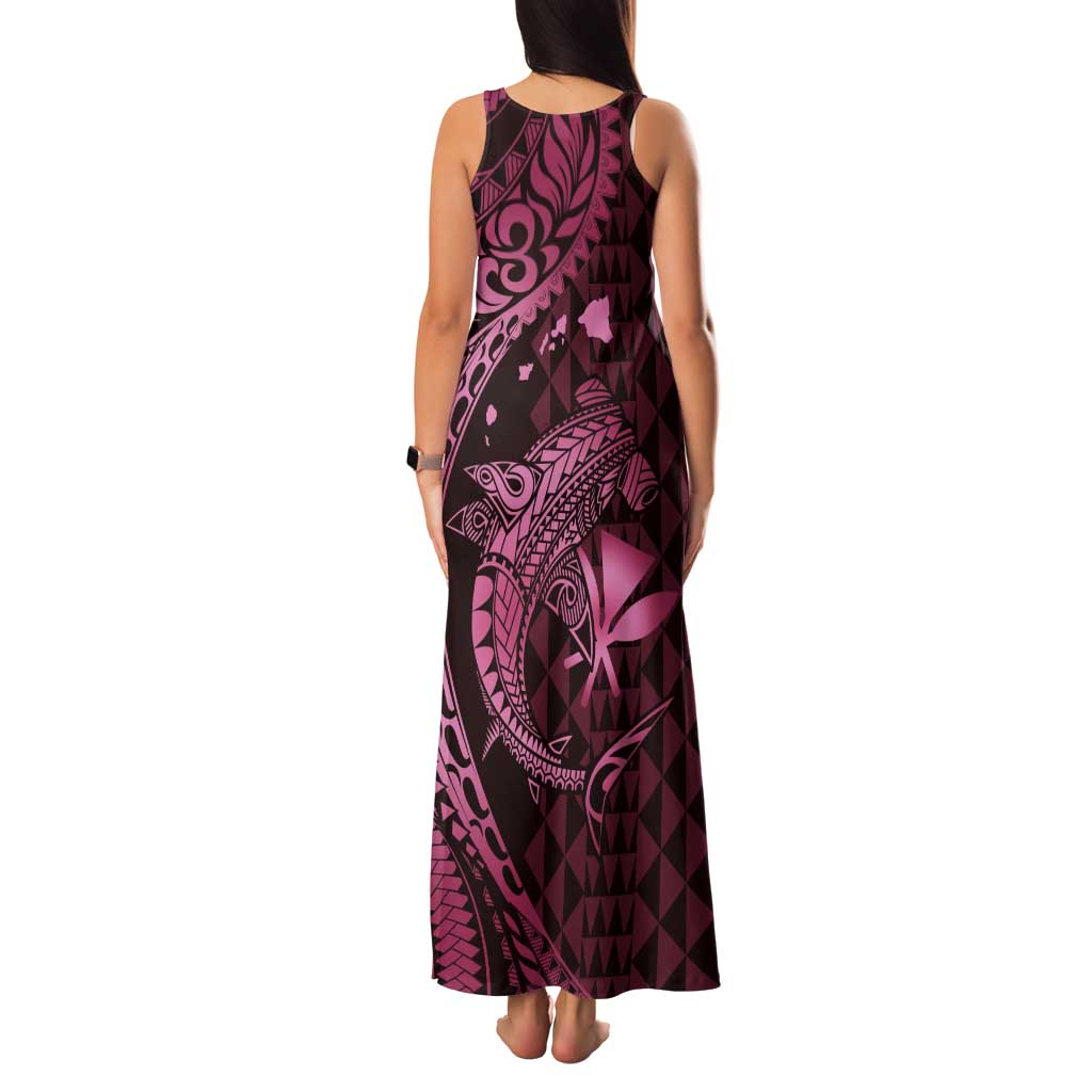 Aloha Hawaii Hammerhead Shark Family Matching Tank Maxi Dress and Hawaiian Shirt Pink Kakau and Polynesian Tattoo LT03