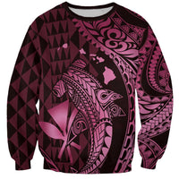 Aloha Hawaii Hammerhead Shark Sweatshirt Pink Kakau and Polynesian Tattoo LT03