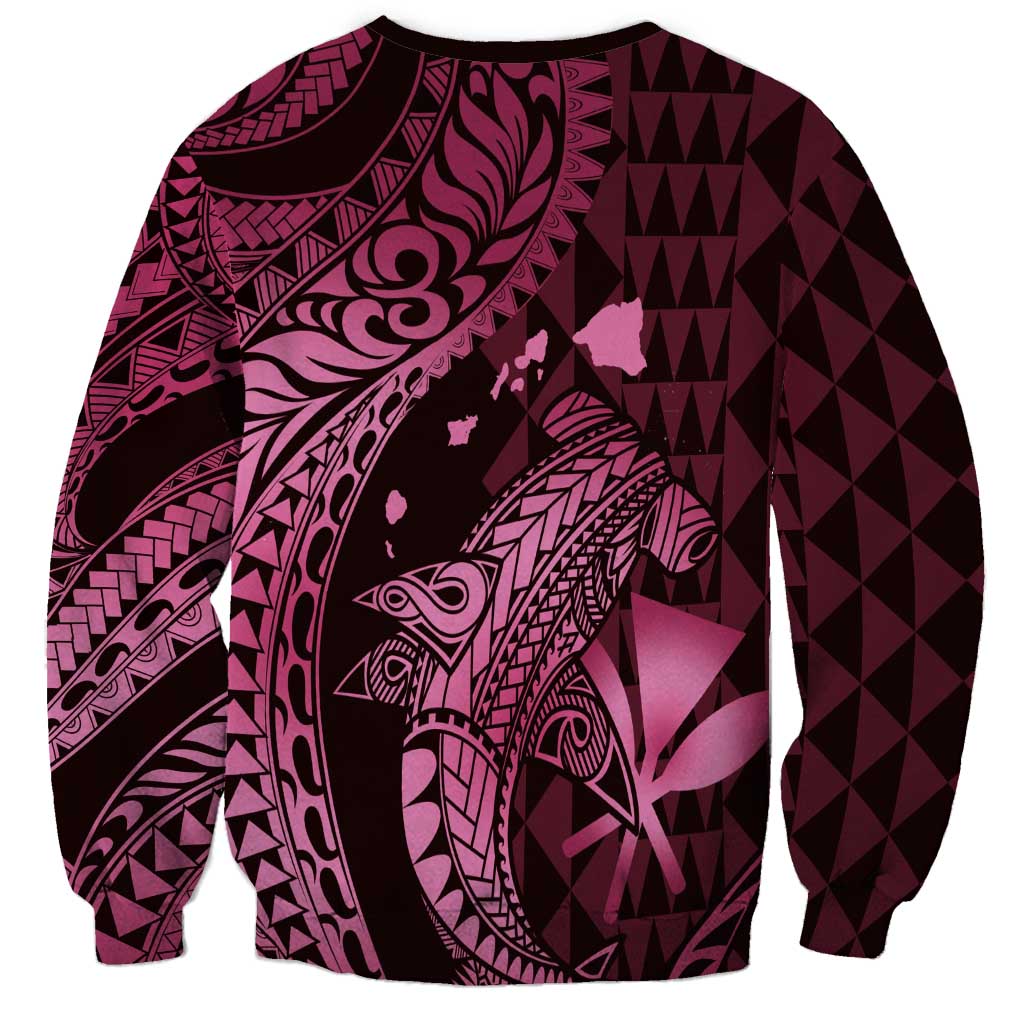 Aloha Hawaii Hammerhead Shark Sweatshirt Pink Kakau and Polynesian Tattoo LT03