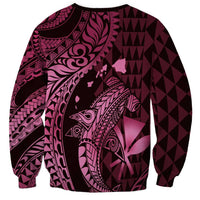 Aloha Hawaii Hammerhead Shark Sweatshirt Pink Kakau and Polynesian Tattoo LT03