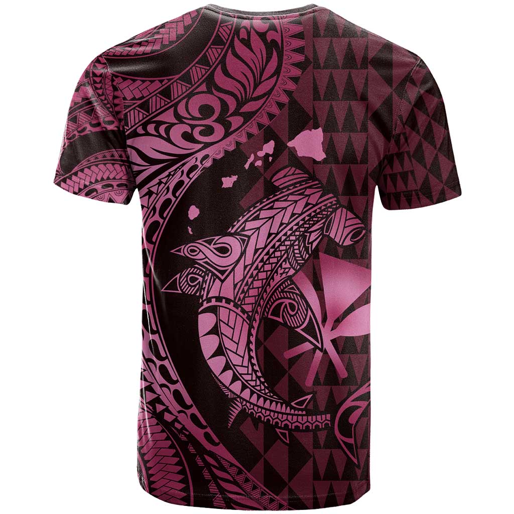 Aloha Hawaii Hammerhead Shark T Shirt Pink Kakau and Polynesian Tattoo LT03