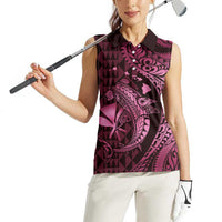 Aloha Hawaii Hammerhead Shark Women Sleeveless Polo Shirt Pink Kakau and Polynesian Tattoo LT03 - Polynesian Pride
