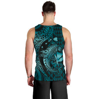Aloha Hawaii Hammerhead Shark Men Tank Top Turquoise Kakau and Polynesian Tattoo LT03