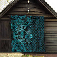 Aloha Hawaii Hammerhead Shark Quilt Turquoise Kakau and Polynesian Tattoo LT03