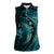 Aloha Hawaii Hammerhead Shark Women Sleeveless Polo Shirt Turquoise Kakau and Polynesian Tattoo LT03