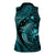 Aloha Hawaii Hammerhead Shark Women Sleeveless Polo Shirt Turquoise Kakau and Polynesian Tattoo LT03