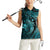 Aloha Hawaii Hammerhead Shark Women Sleeveless Polo Shirt Turquoise Kakau and Polynesian Tattoo LT03