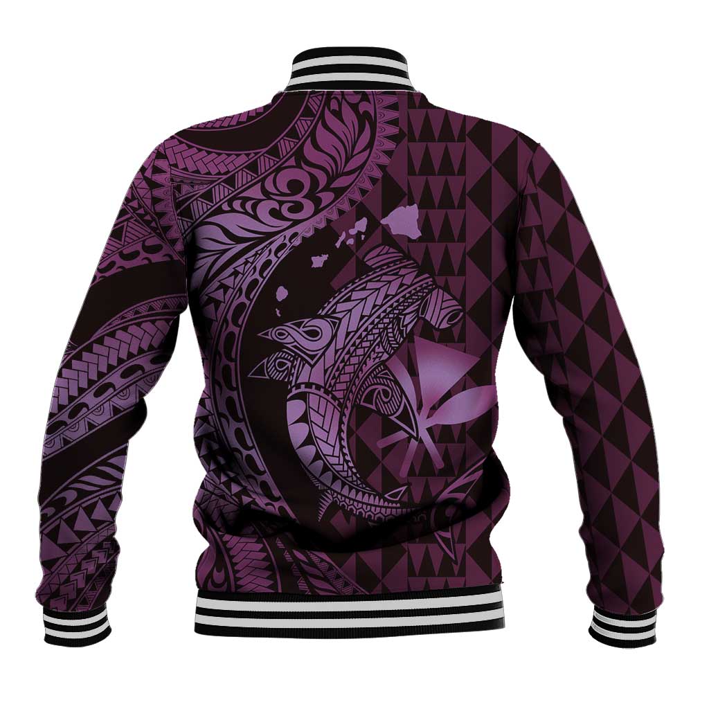 Aloha Hawaii Hammerhead Shark Baseball Jacket Purple Kakau and Polynesian Tattoo LT03 - Polynesian Pride