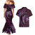 Aloha Hawaii Hammerhead Shark Couples Matching Mermaid Dress and Hawaiian Shirt Purple Kakau and Polynesian Tattoo LT03