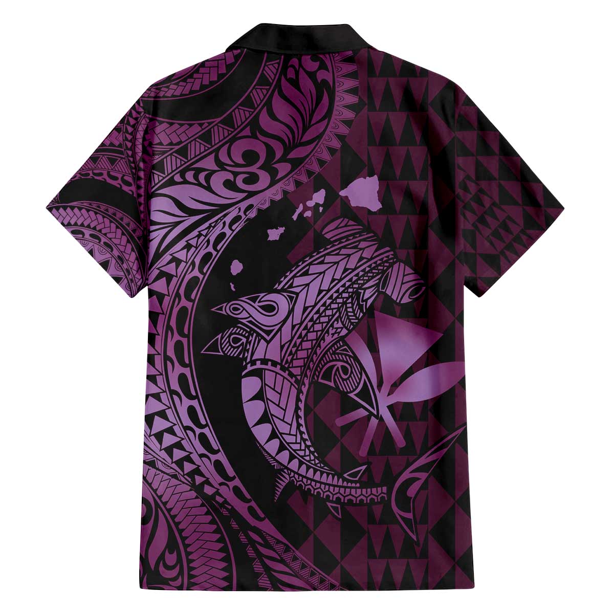 Aloha Hawaii Hammerhead Shark Family Matching Puletasi and Hawaiian Shirt Purple Kakau and Polynesian Tattoo LT03 - Polynesian Pride
