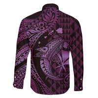 Aloha Hawaii Hammerhead Shark Family Matching Puletasi and Hawaiian Shirt Purple Kakau and Polynesian Tattoo LT03 - Polynesian Pride