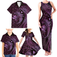 Aloha Hawaii Hammerhead Shark Family Matching Tank Maxi Dress and Hawaiian Shirt Purple Kakau and Polynesian Tattoo LT03 - Polynesian Pride