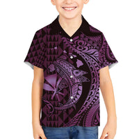 Aloha Hawaii Hammerhead Shark Family Matching Tank Maxi Dress and Hawaiian Shirt Purple Kakau and Polynesian Tattoo LT03 Son's Shirt Purple - Polynesian Pride