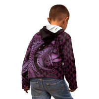 Aloha Hawaii Hammerhead Shark Kid Hoodie Purple Kakau and Polynesian Tattoo LT03