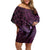 Aloha Hawaii Hammerhead Shark Off Shoulder Short Dress Purple Kakau and Polynesian Tattoo LT03