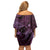 Aloha Hawaii Hammerhead Shark Off Shoulder Short Dress Purple Kakau and Polynesian Tattoo LT03