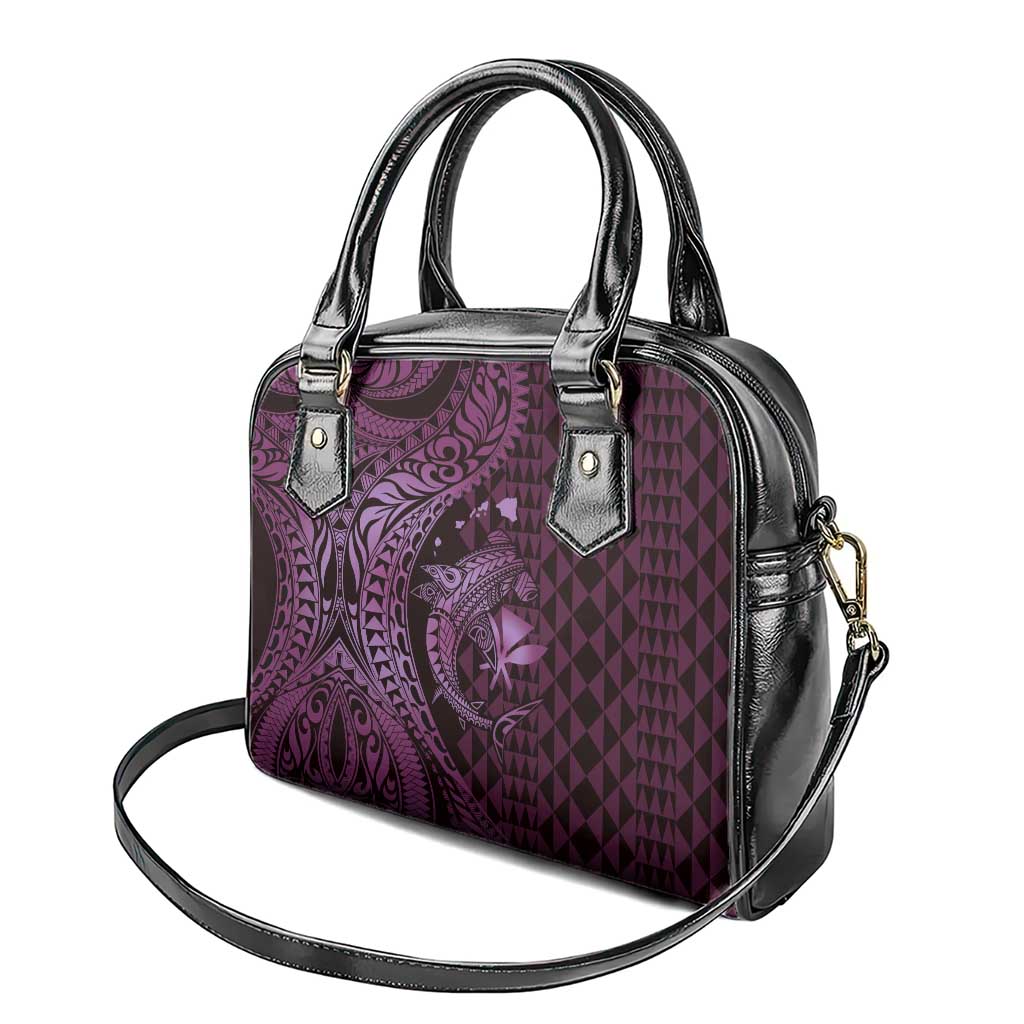 Aloha Hawaii Hammerhead Shark Shoulder Handbag Purple Kakau and Polynesian Tattoo LT03