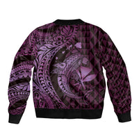 Aloha Hawaii Hammerhead Shark Sleeve Zip Bomber Jacket Purple Kakau and Polynesian Tattoo LT03