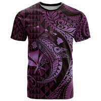 Aloha Hawaii Hammerhead Shark T Shirt Purple Kakau and Polynesian Tattoo LT03