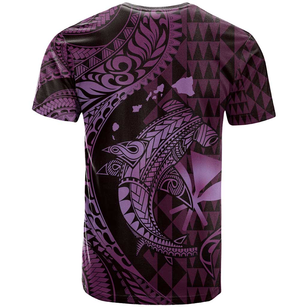 Aloha Hawaii Hammerhead Shark T Shirt Purple Kakau and Polynesian Tattoo LT03