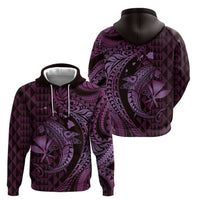 Aloha Hawaii Hammerhead Shark Zip Hoodie Purple Kakau and Polynesian Tattoo LT03