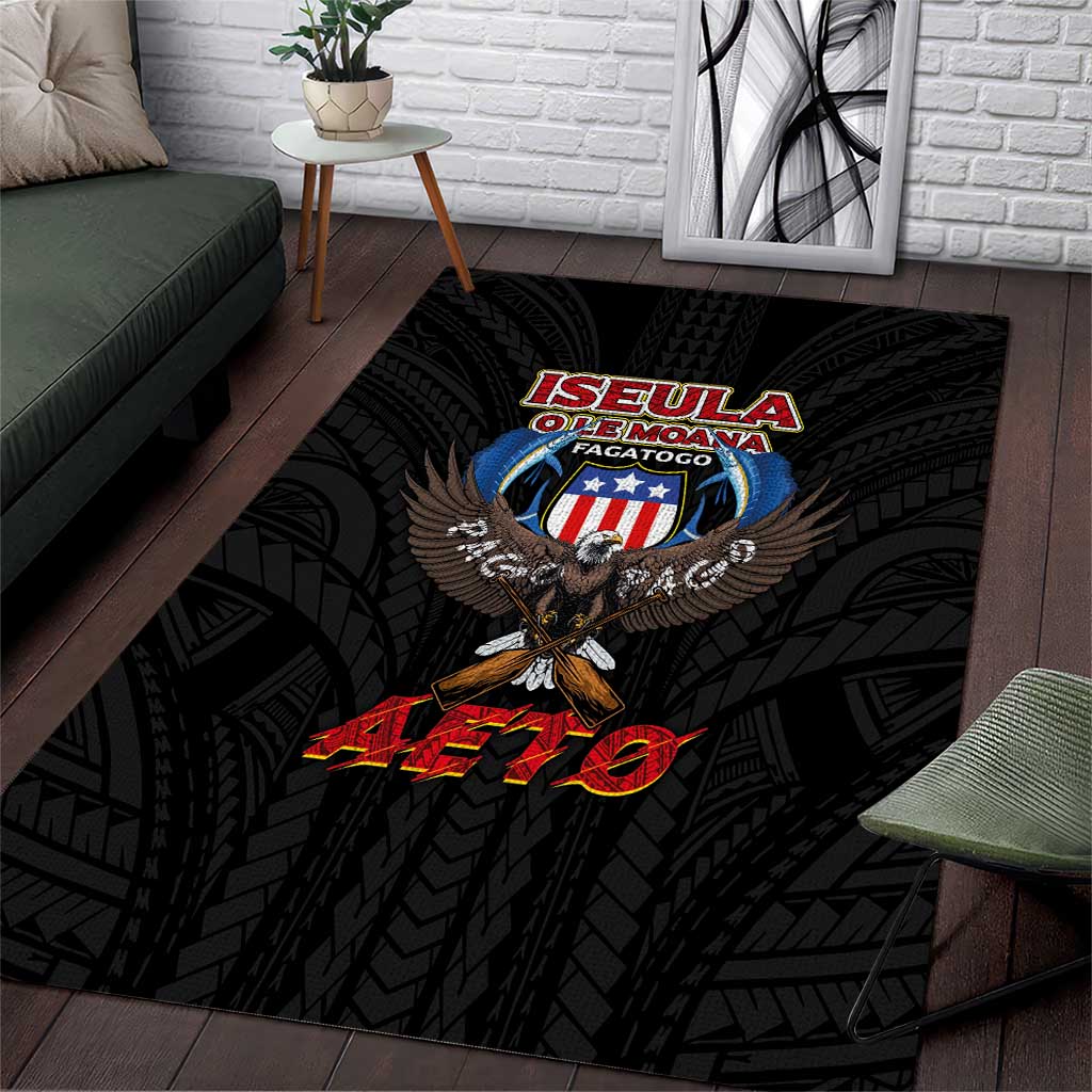 American Samoa Fautasi Area Rug Pago Pago Aeto and Iseula o le Moana of Fagatogo Black Color LT03 Black - Polynesian Pride