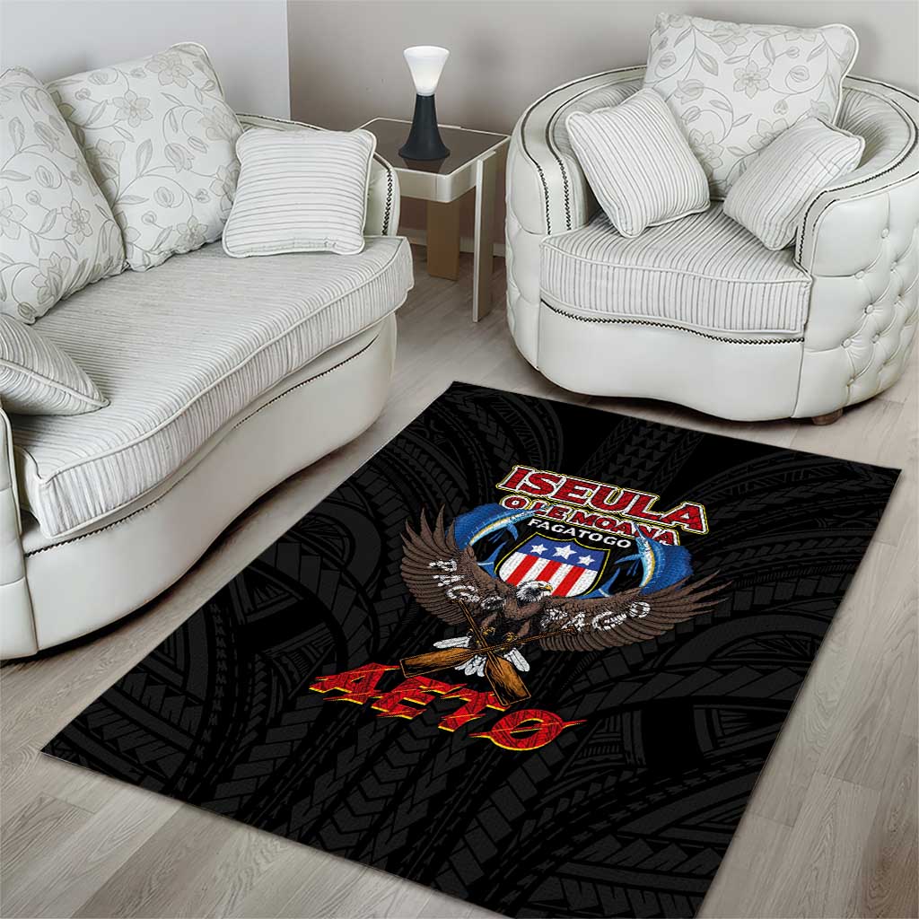 American Samoa Fautasi Area Rug Pago Pago Aeto and Iseula o le Moana of Fagatogo Black Color LT03 - Polynesian Pride