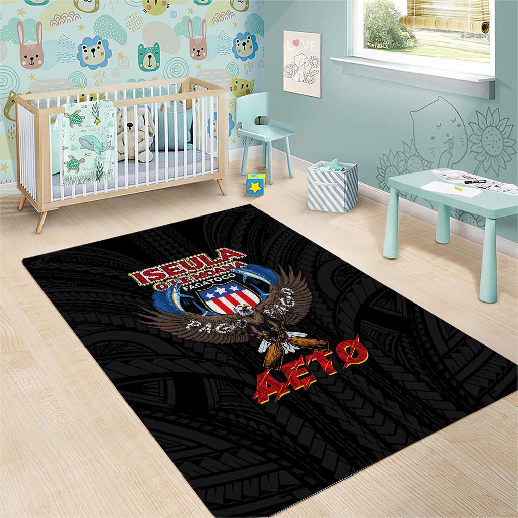 American Samoa Fautasi Area Rug Pago Pago Aeto and Iseula o le Moana of Fagatogo Black Color LT03 - Polynesian Pride