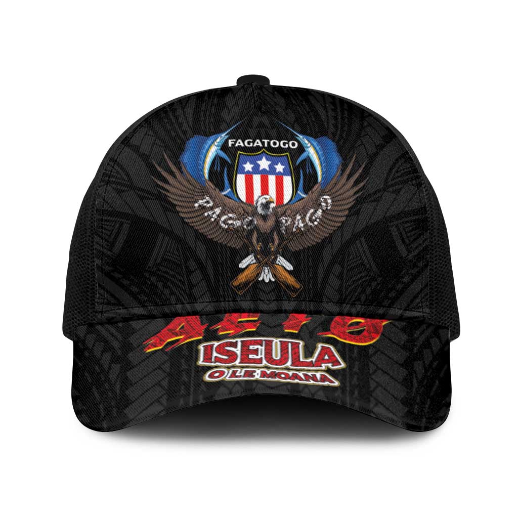 American Samoa Fautasi Baseball Net Cap Pago Pago Aeto and Iseula o le Moana of Fagatogo Black Color - Polynesian Pride