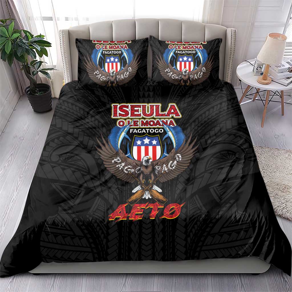 American Samoa Fautasi Bedding Set Pago Pago Aeto and Iseula o le Moana of Fagatogo Black Color - Polynesian Pride