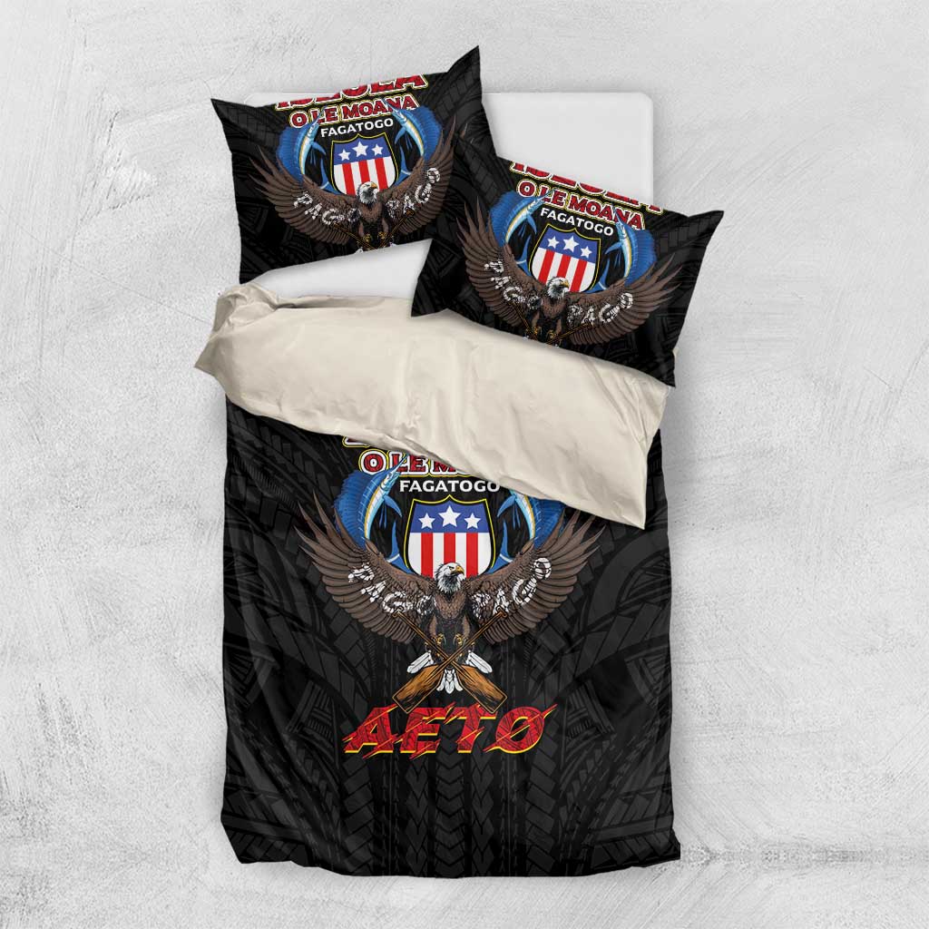 American Samoa Fautasi Bedding Set Pago Pago Aeto and Iseula o le Moana of Fagatogo Black Color - Polynesian Pride