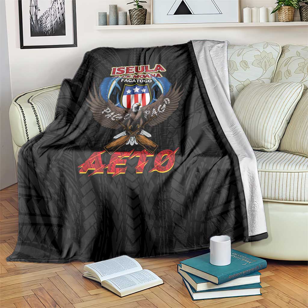 American Samoa Fautasi Blanket Pago Pago Aeto and Iseula o le Moana of Fagatogo Black Color - Polynesian Pride