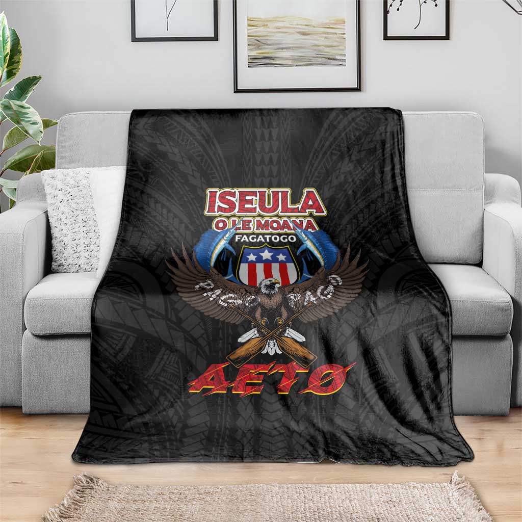 American Samoa Fautasi Blanket Pago Pago Aeto and Iseula o le Moana of Fagatogo Black Color - Polynesian Pride
