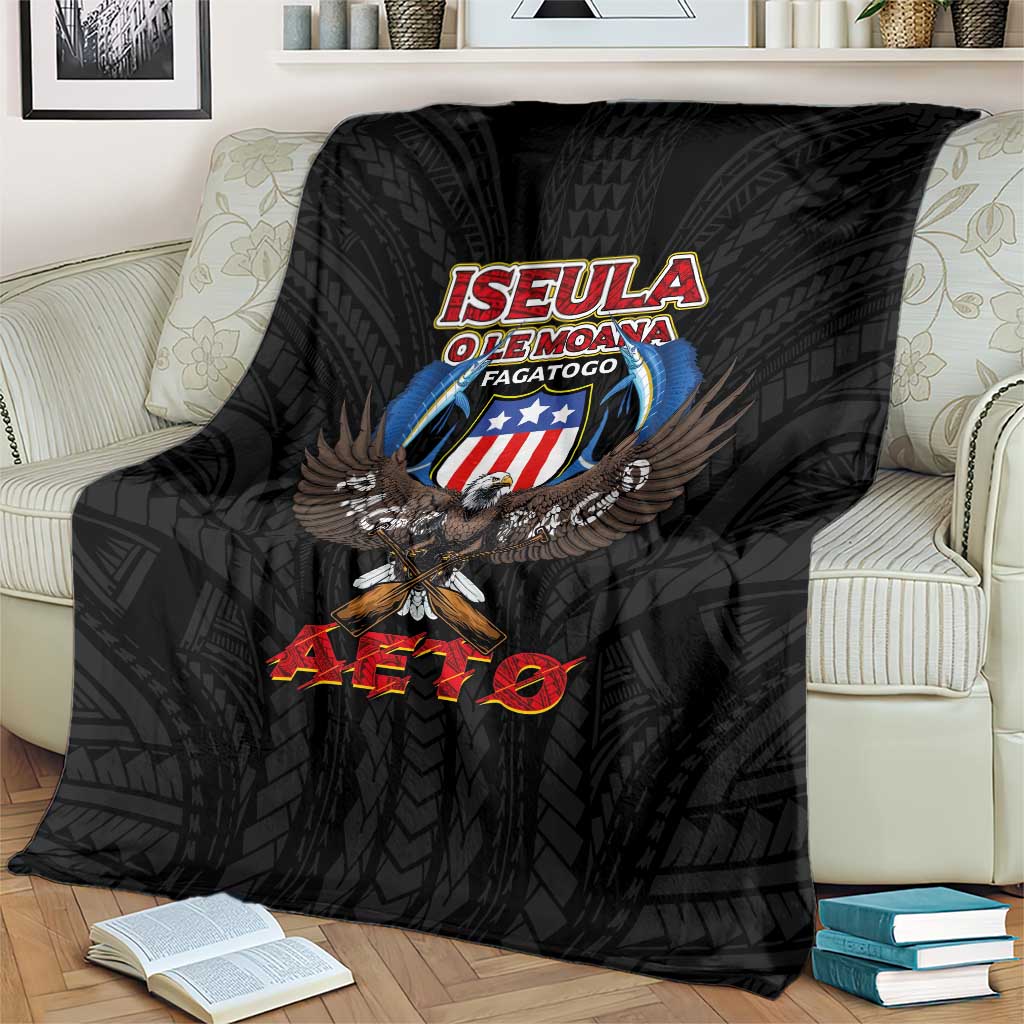 American Samoa Fautasi Blanket Pago Pago Aeto and Iseula o le Moana of Fagatogo Black Color - Polynesian Pride