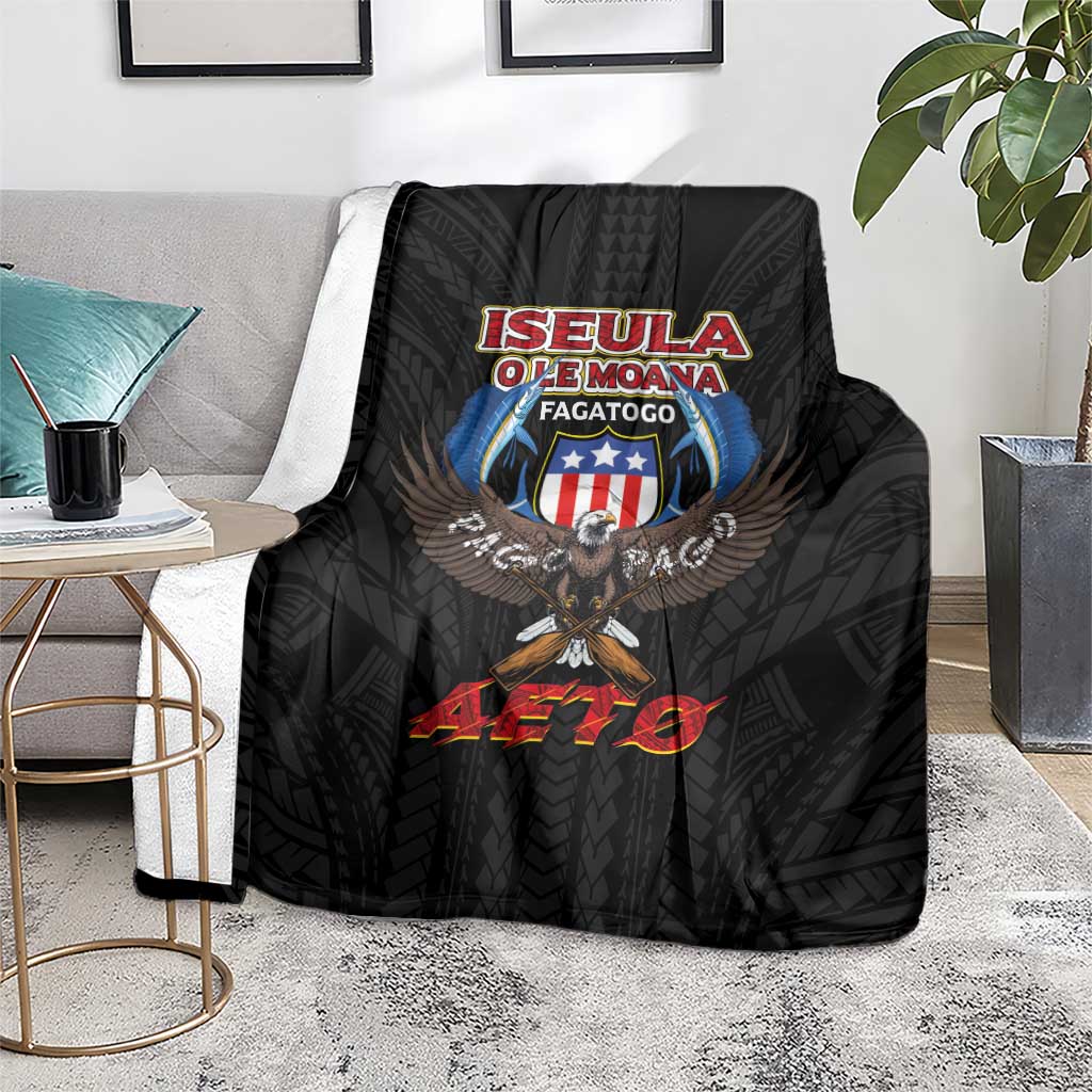 American Samoa Fautasi Blanket Pago Pago Aeto and Iseula o le Moana of Fagatogo Black Color - Polynesian Pride